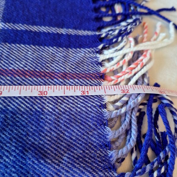 Lands' End Soft Purple Plaid Fringe Scarf Warm Winter Accessory Acrylic Soft - Picture 5 of 6